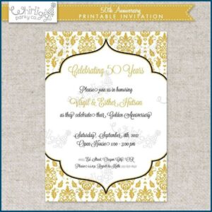 Customizable Free Printable 50th Wedding Anniversary Invitation Templates