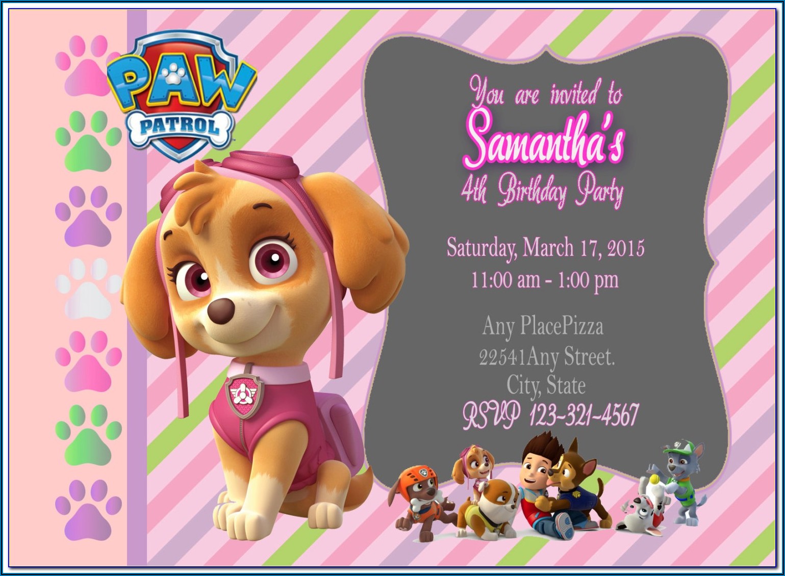 Customize Paw Patrol Party Invitations