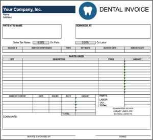 Dental Invoice Template Word