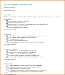Dental Receptionist Evaluation Form