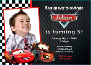 Disney Cars Birthday Party Invitations