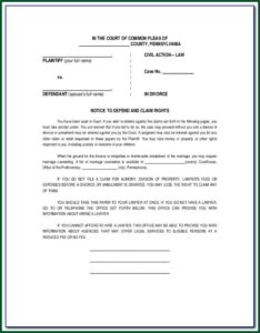 Divorce Complaint Form Nc