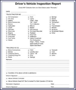 Dot Truck Inspection Forms Free
