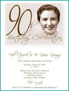 Downloadable 90th Birthday Invitation Template Free