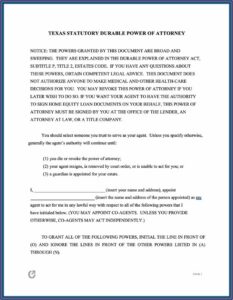 Durable General Power Of Attorney New York Statutory Short Form 2010