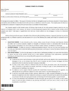 Durable Power Of Attorney Florida Sample