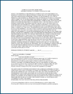 Durable Power Of Attorney For Health Care Form Georgia