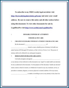 Durable Power Of Attorney For Health Care Form Illinois