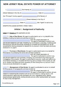 Durable Power Of Attorney For Health Care Form New Jersey