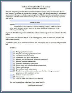 Durable Power Of Attorney For Health Care Form Washington State