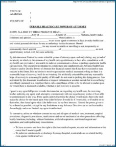 Durable Power Of Attorney Health Care Form