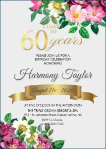 Editable 60th Birthday Invitation Templates