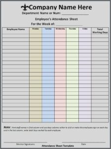 Employee Attendance Sheet Template Microsoft Word