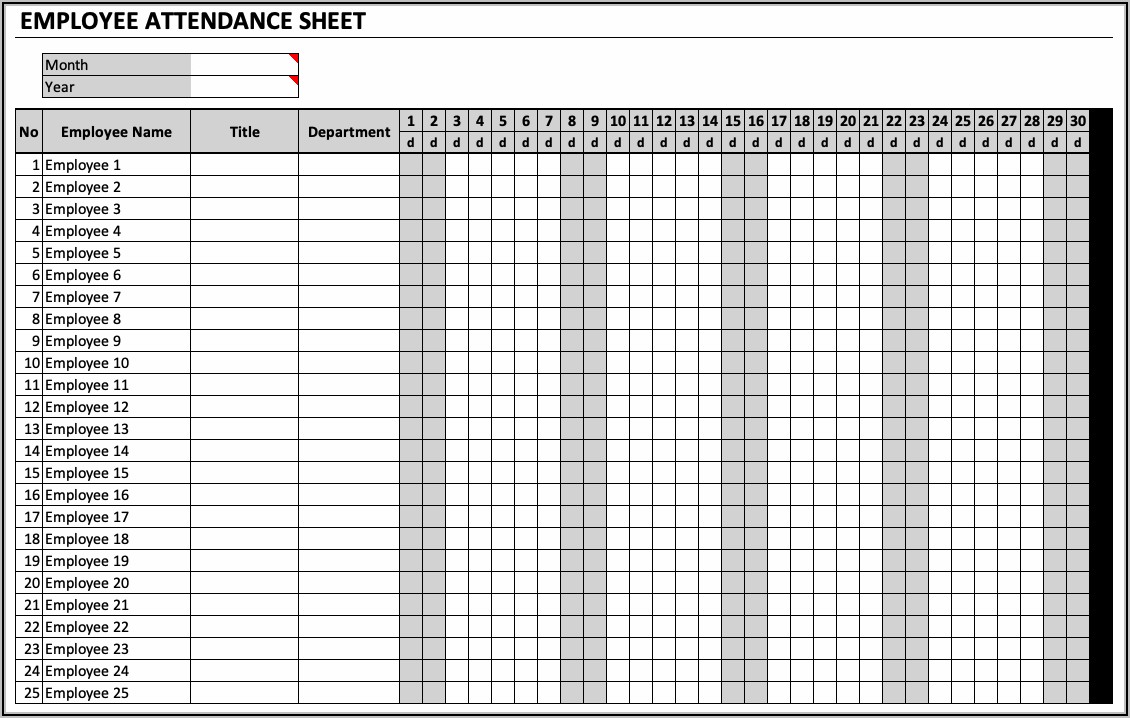 Employee Attendance Tracker Excel Template Free