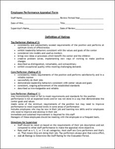 Employee Performance Appraisal Form Format