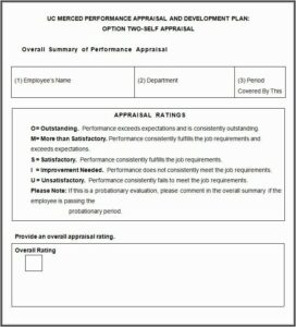 Employee Performance Appraisal Form Sample