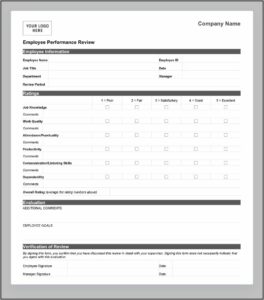 Employee Performance Appraisal Sample Format