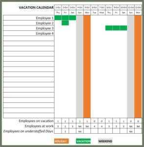 Employee Vacation Calendar Template