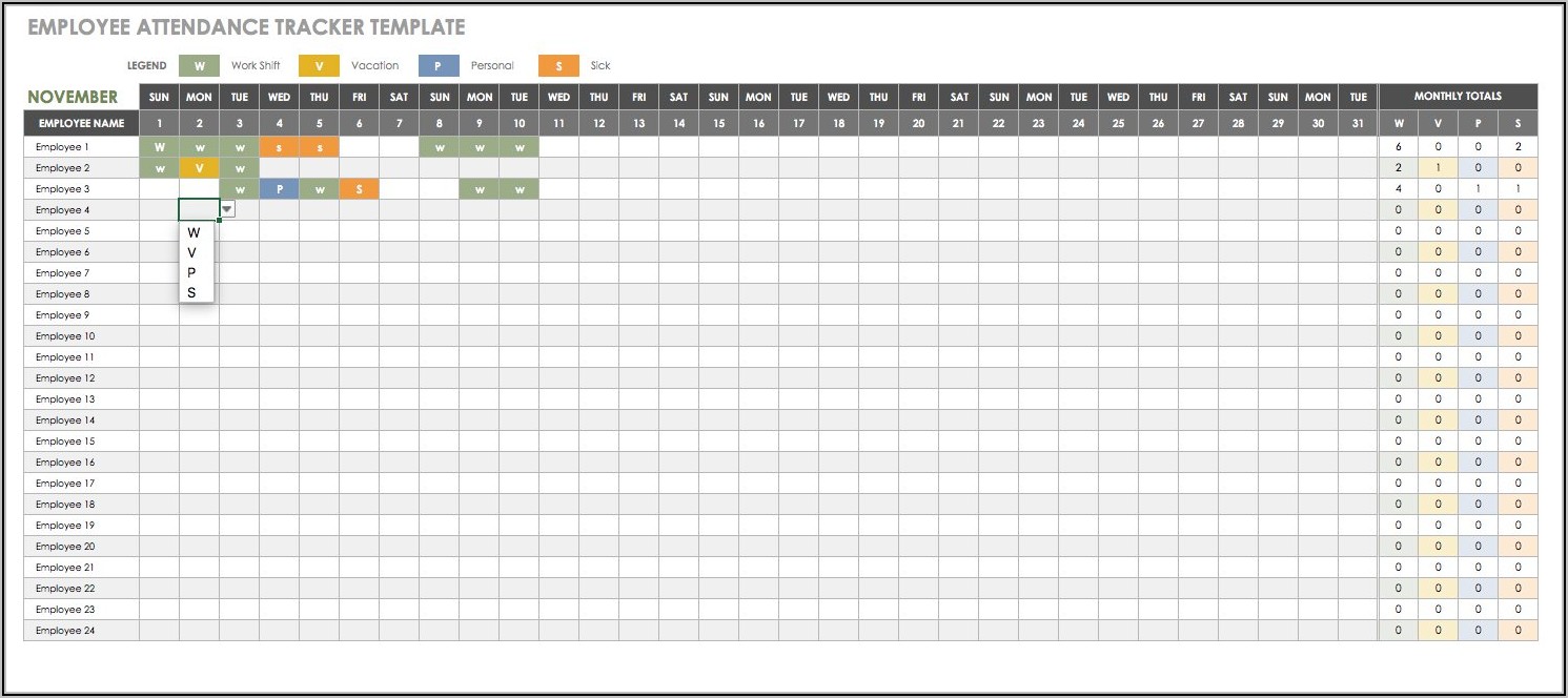 Employee Vacation Tracker Template Free