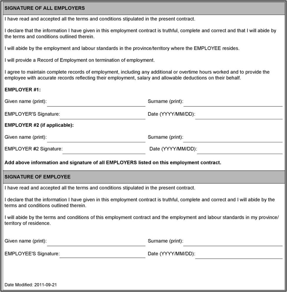 Employer Employee Contract Template