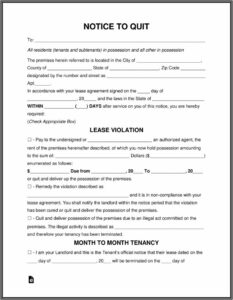Eviction Notice For Tenants Templates