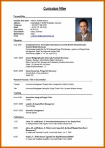 Examples For Curriculum Vitae