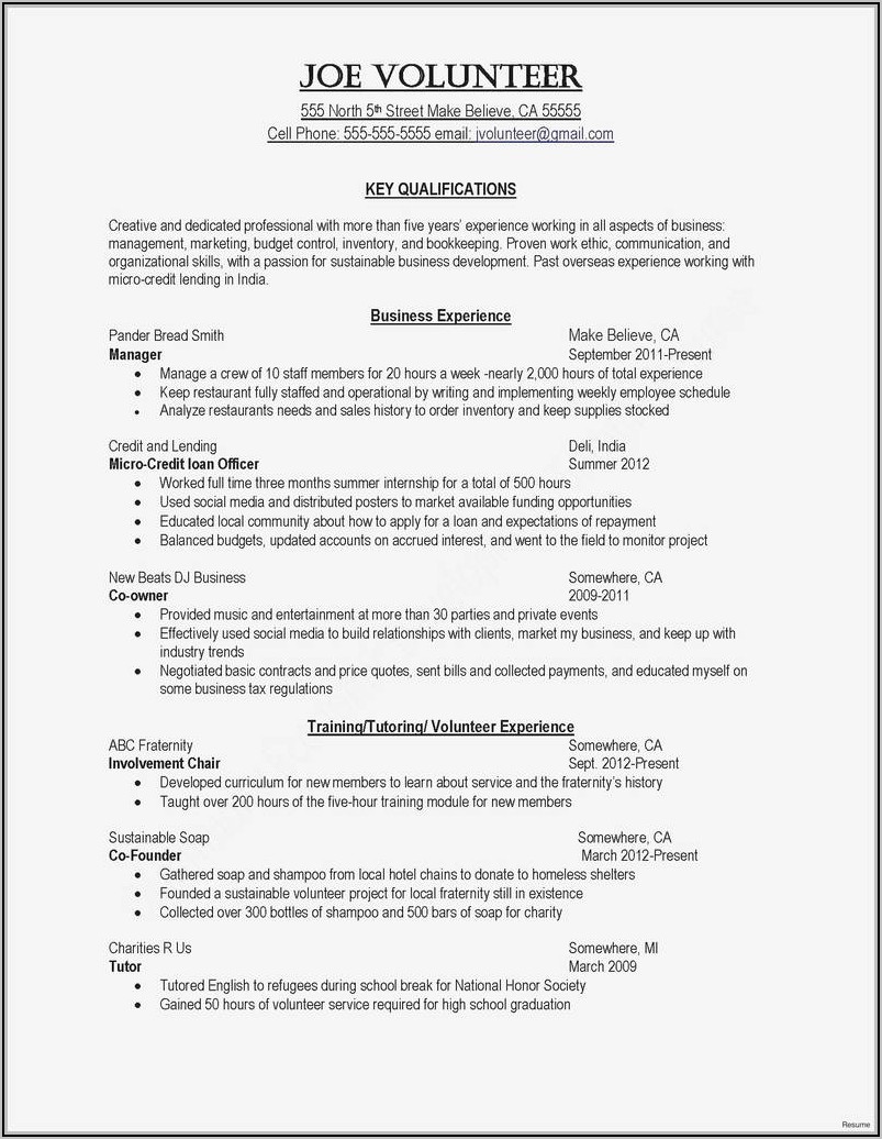 Fillable Sample Resume