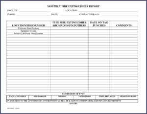 Fire Extinguisher Inspection Forms