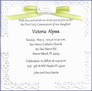 First Communion Invitation Sample