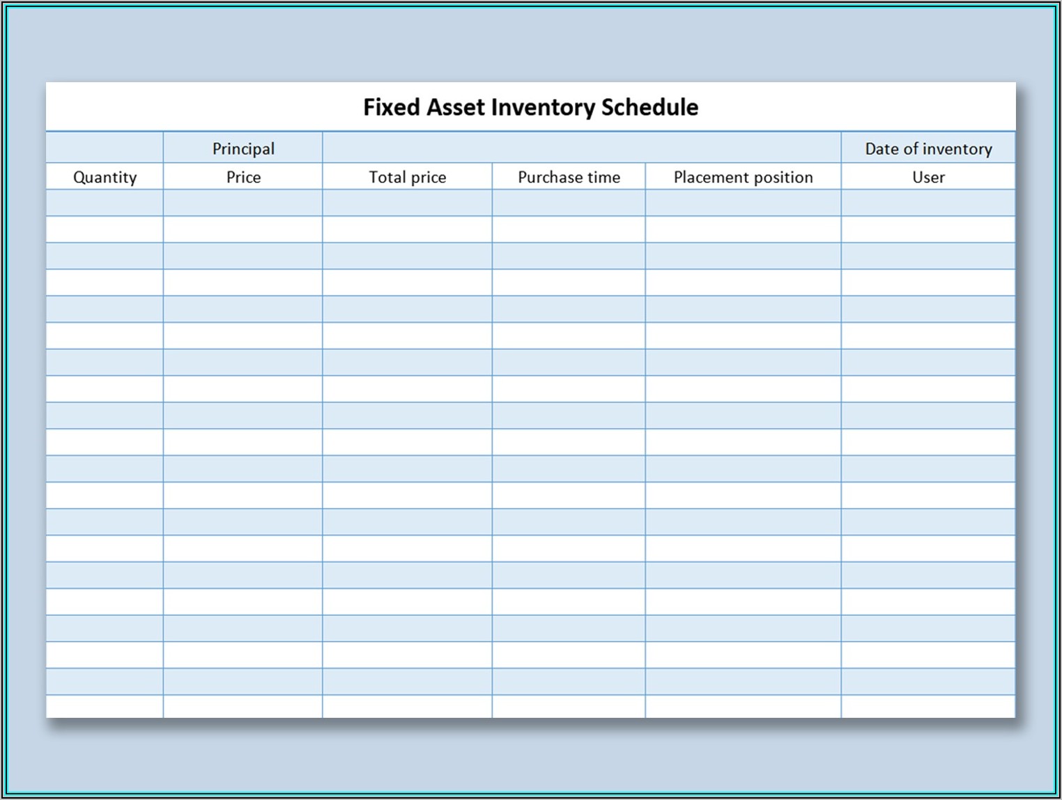 Fixed Asset Listing Template Excel