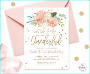 Floral 1st Birthday Invitation Template