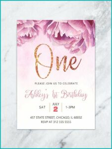 Floral 1st Birthday Invitations