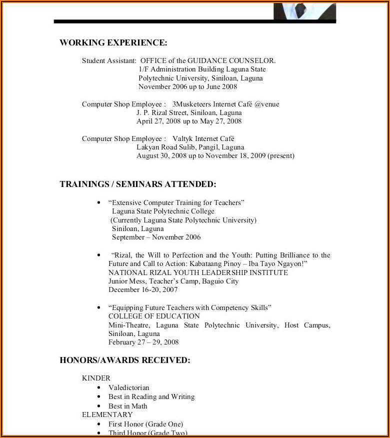 Format For Curriculum Vitae Pdf