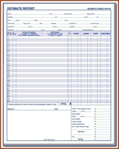 Free Auto Body Shop Estimate Forms