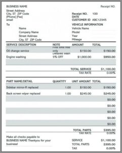 Free Auto Repair Bill Template