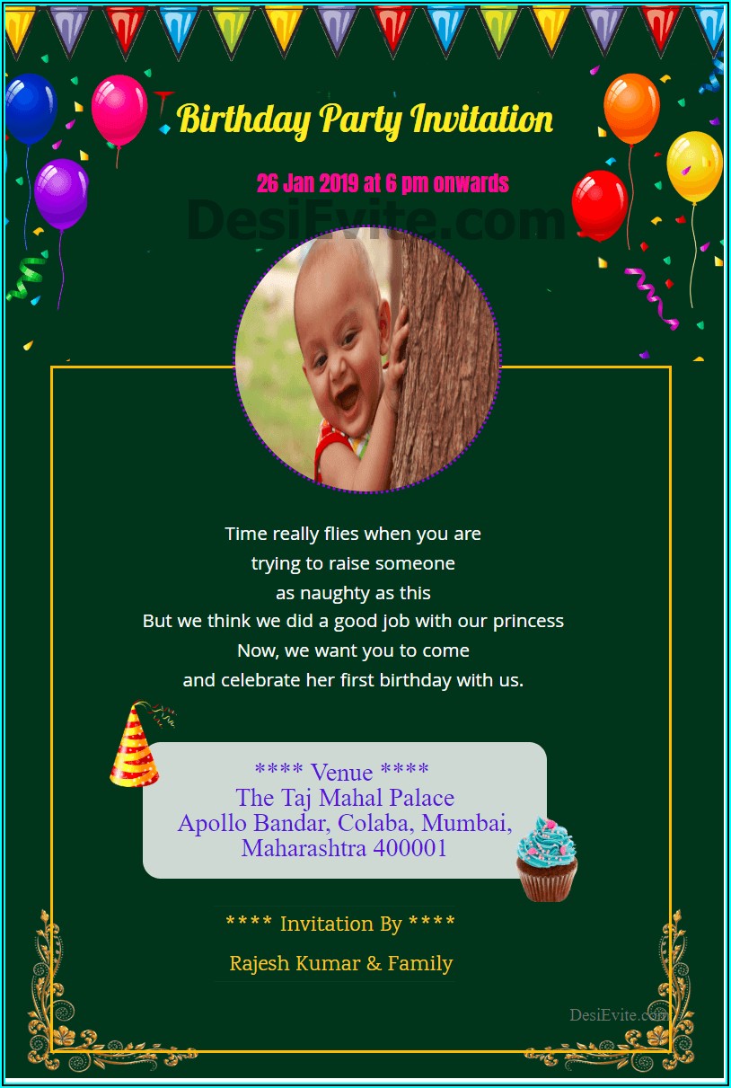 Free Birthday Invitation Card For Whatsapp