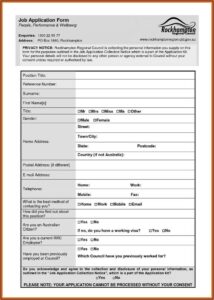 Free Blank Job Application Form Word Document