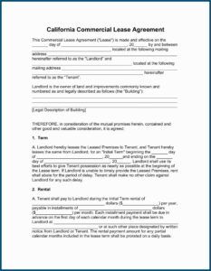 Free Commercial Lease Agreement California