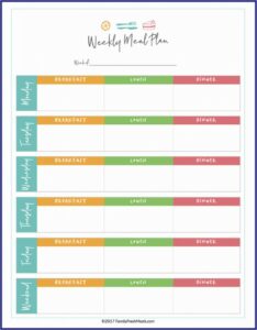 Free Diabetic Meal Planner Template