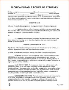 Free Durable Power Of Attorney Form Florida