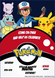 Free Editable Pokemon Birthday Invitations