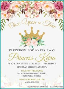 Free Editable Princess Birthday Invitations