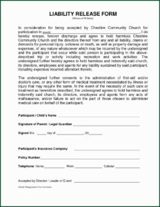 Free Insurance Liability Waiver Form