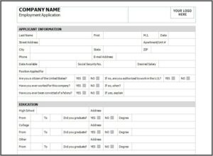 Free Job Application Template
