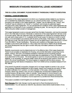 Free Missouri Lease Agreement Template