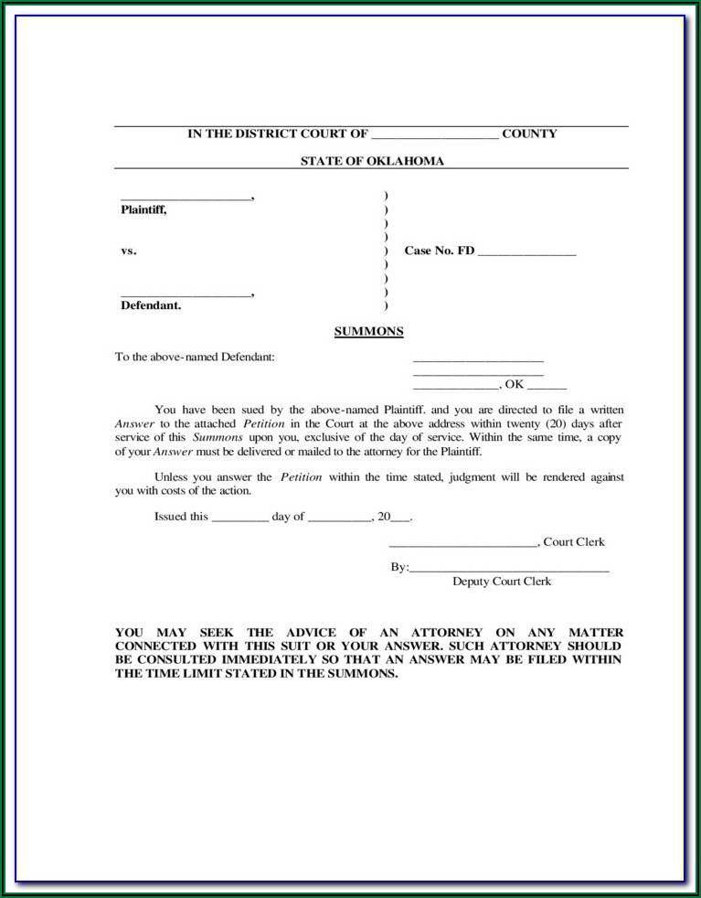 Free Oklahoma Divorce Decree Form