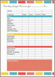 Free Personal Budget Spreadsheet Excel