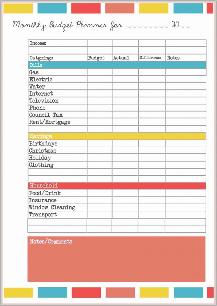 Free Personal Budget Spreadsheet Excel