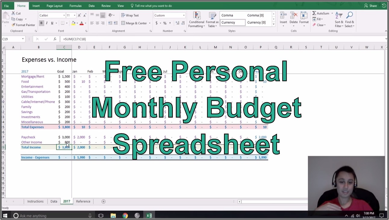 Free Personal Budget Spreadsheet