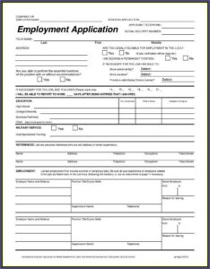 Free Printable Blank Application Forms For Employment